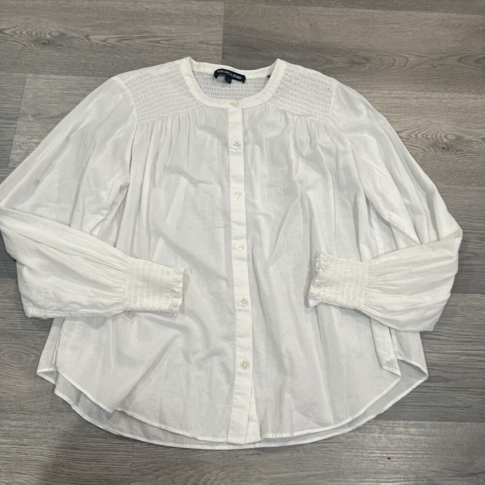 Veronica Beard Constanza Button Down White Top Size Small
